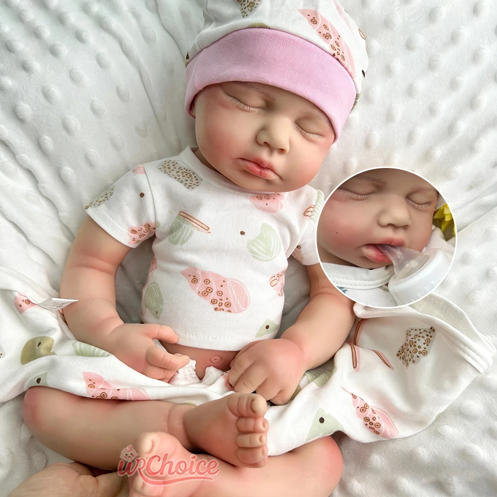

20inch Premium Full Silicone Reborn Baby Doll Asleep Loulou Lifelike Waterproof Newborn Doll for Movie Production