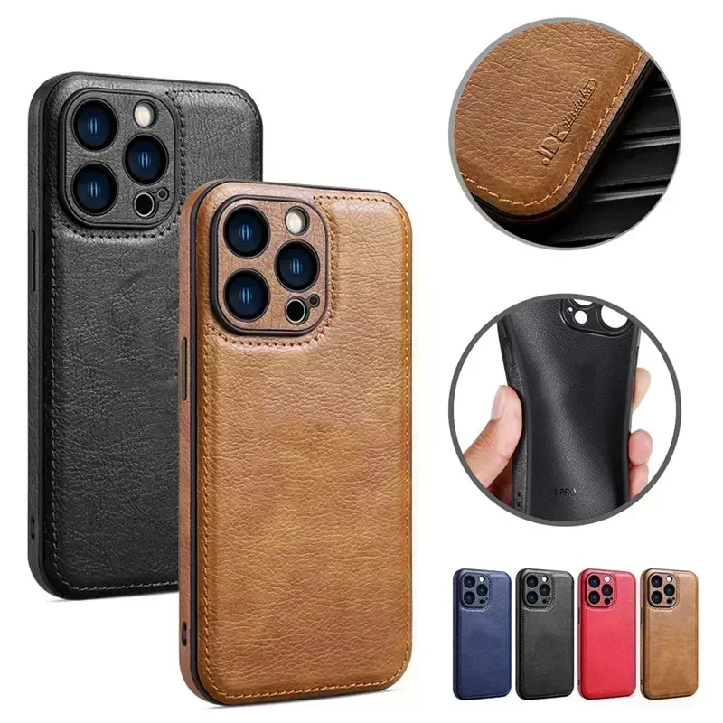 Business PU Leather Phone Case For iPhone 14 13 11 12 Pro Max 14 Plus 14Pro 11 14 Shockproof Silicone Bumper Luxury Back Cover