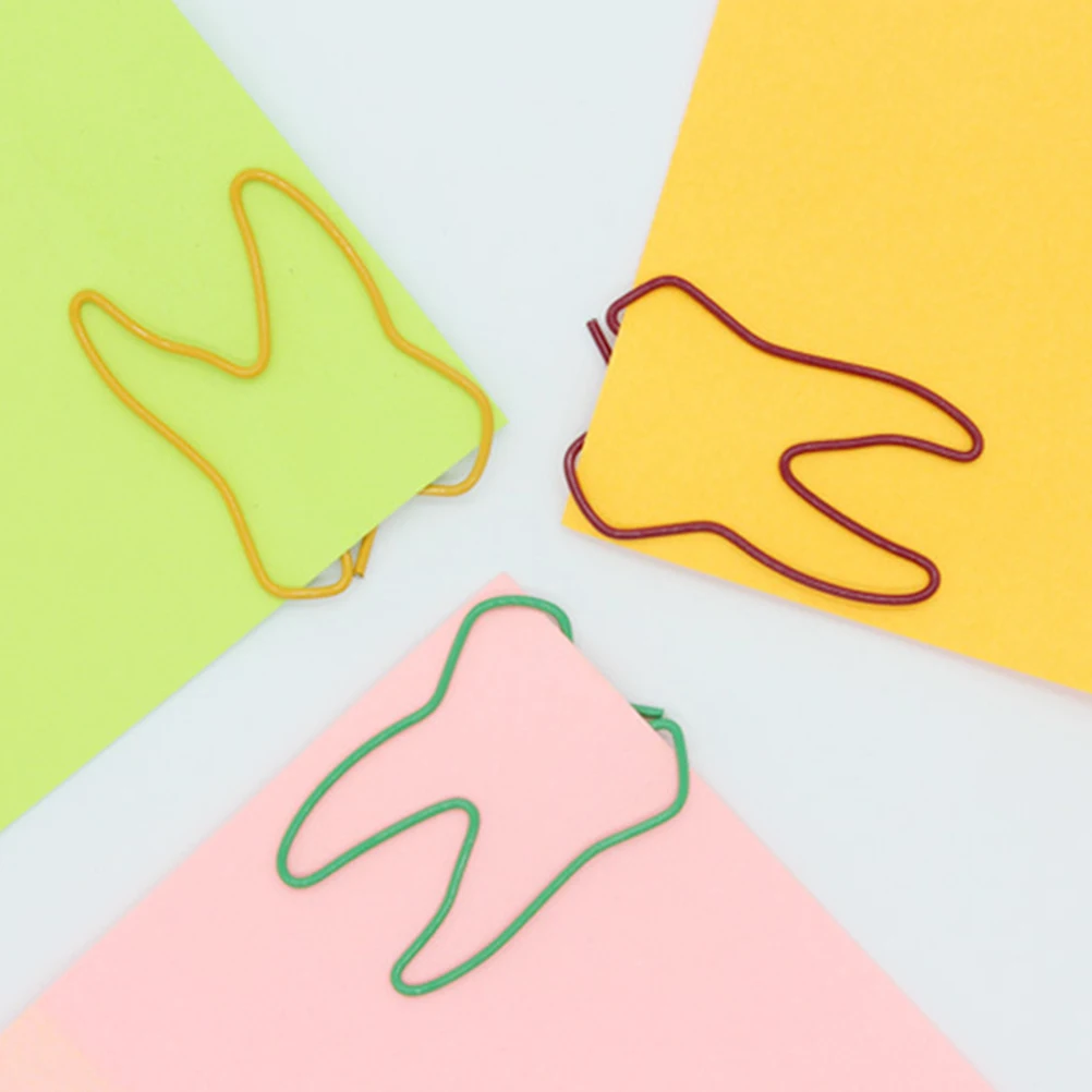 

50 Pcs Paper Clips Tooth Shaped Bookmark Party Gift Photo Modeling Metal Note Pin