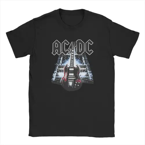 Imagen 2 del producto Camiseta informal de banda de Rock ACDC para hombre, Camiseta de algodón con cuello redondo, camiseta de manga corta, camisetas de talla grande