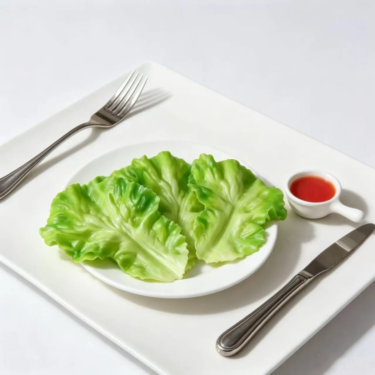 Faux Lettuce Leaves, Ultra-Realistic Artificial Vegetable Fake Lettuce for Buffet Display Salad Decoration, Restaurant Ornament - view 2