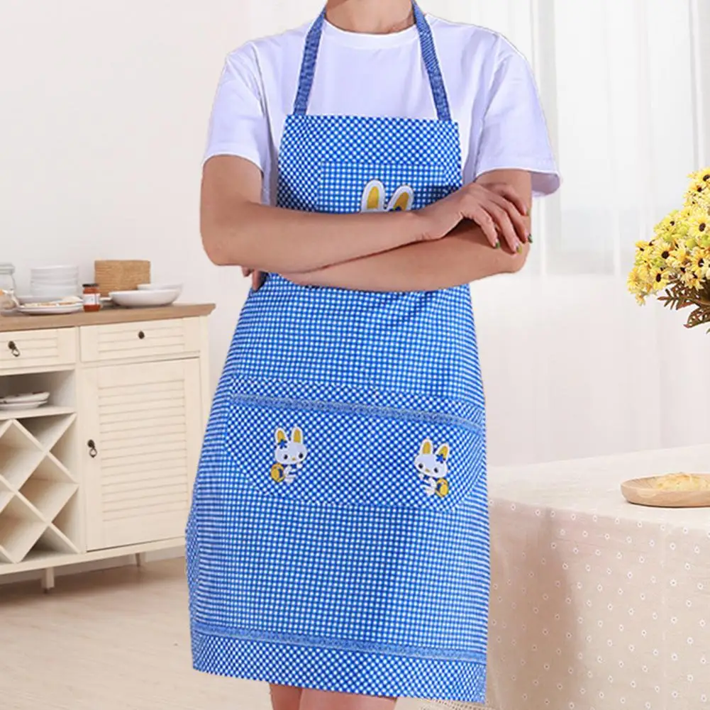 Cartoon Rabbit Women Apron Double Pocket Kitchen Apron Cute Bunny Waterproof Women Apron  Adjustable Home Cleaning Cooking Apron