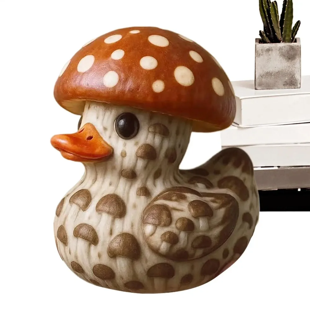 

Mushroom Duck Figurines Funny 3D Duck Figurines for Desktop Resin Sculpture Table Centerpieces for Collectors Adults