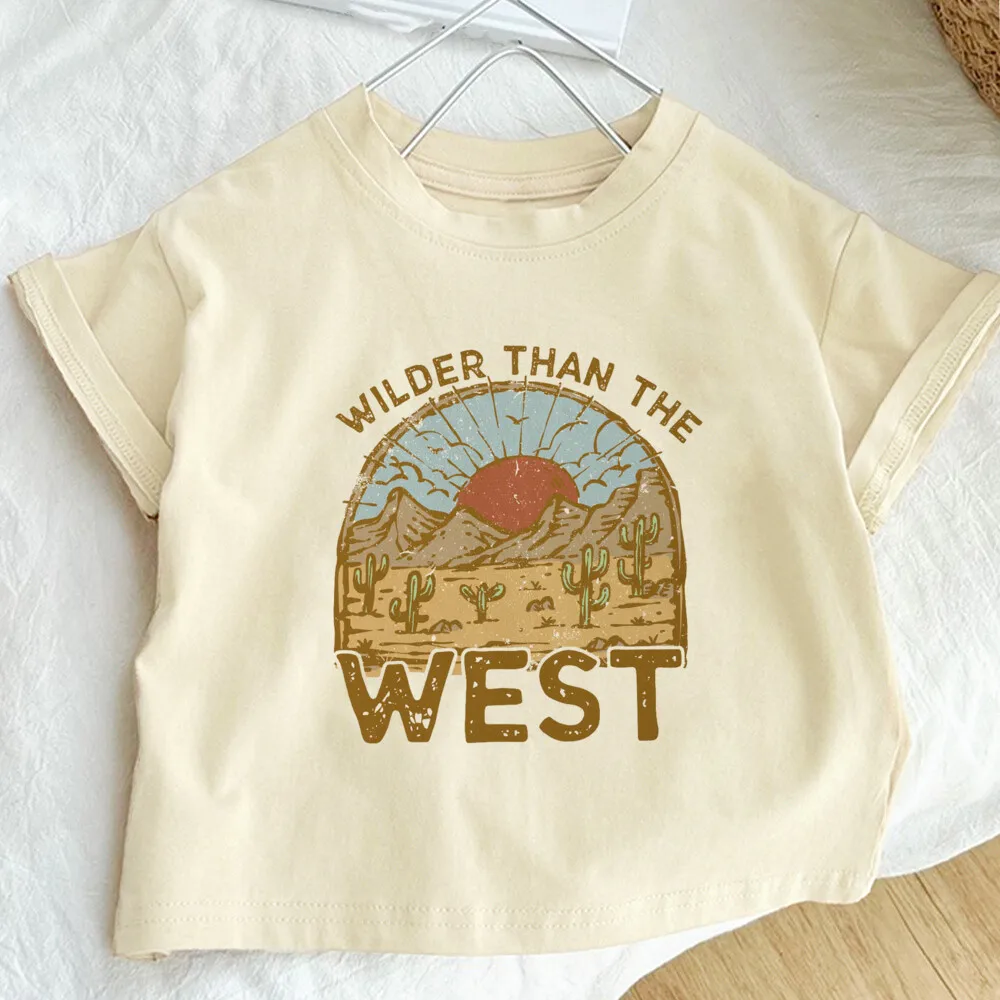 Wilder Than The West Printed Kids Shirt Retro Tee Child T-shirt Child Short Sleeve Shirts Tops Boys Girls Summer Outfit Clothes