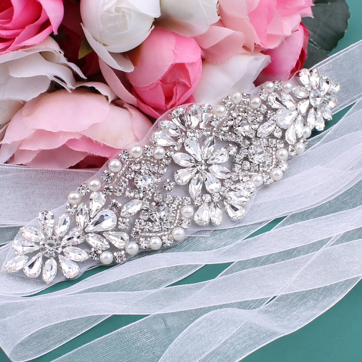 

Bridal Wedding Accessories Rhinestone Belt for Women Fashion Prom Dress Belts Crystal Ivory White Strass Bride Sash Gifts