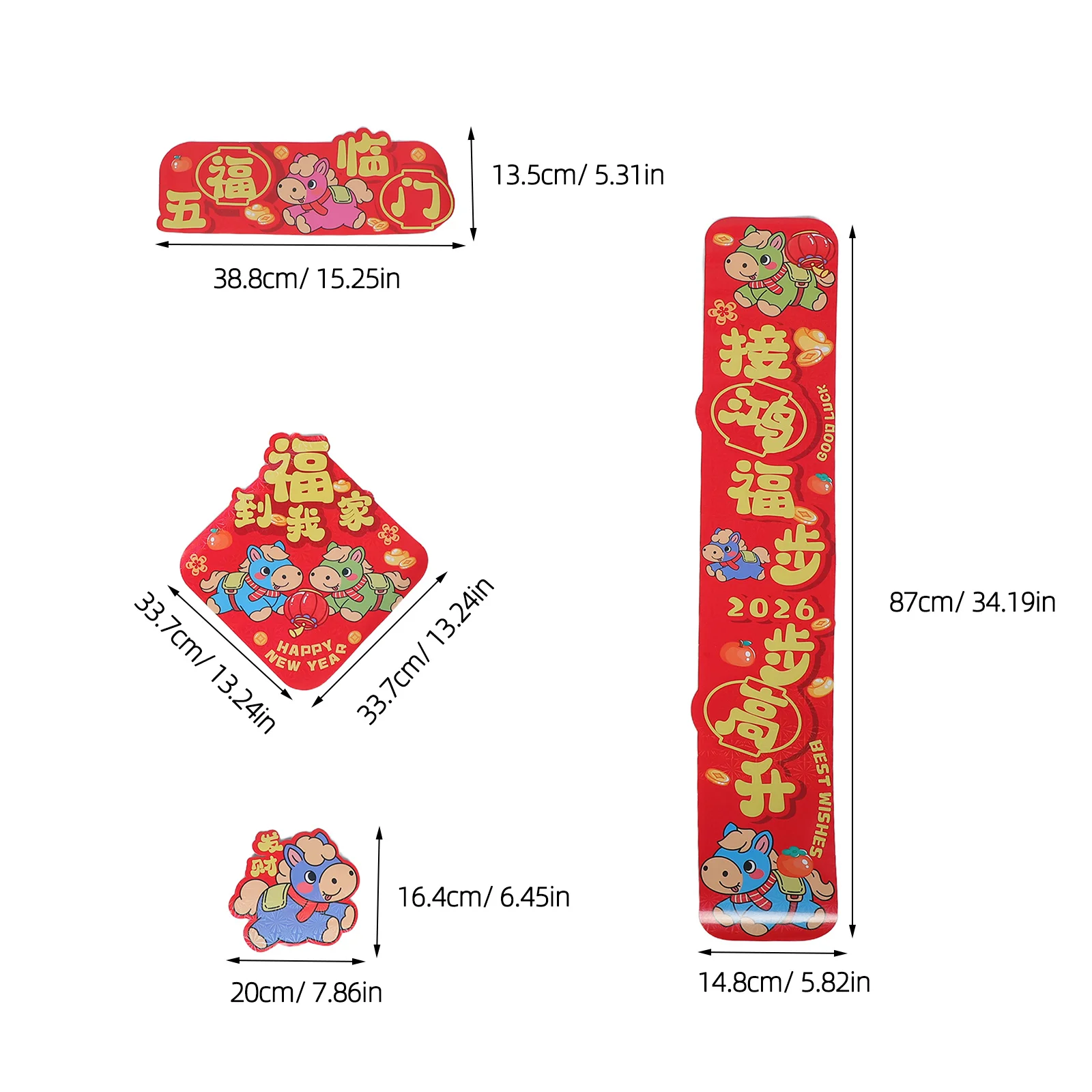 6 шт. 2026 год лошади китайский Новый год куплеты красный чайный набор весенний фестиваль благоприятные дверные наклейки поставки