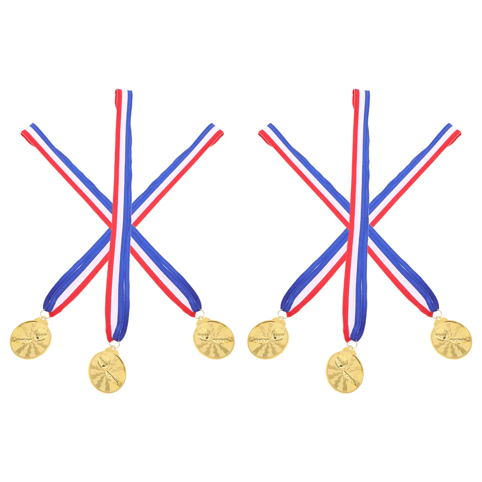 

6 Pcs First Place Medal Football Themed Medals Goal Souvenir for Soccer Zinc Alloy Contest Rewards Hanging Child Kids Award