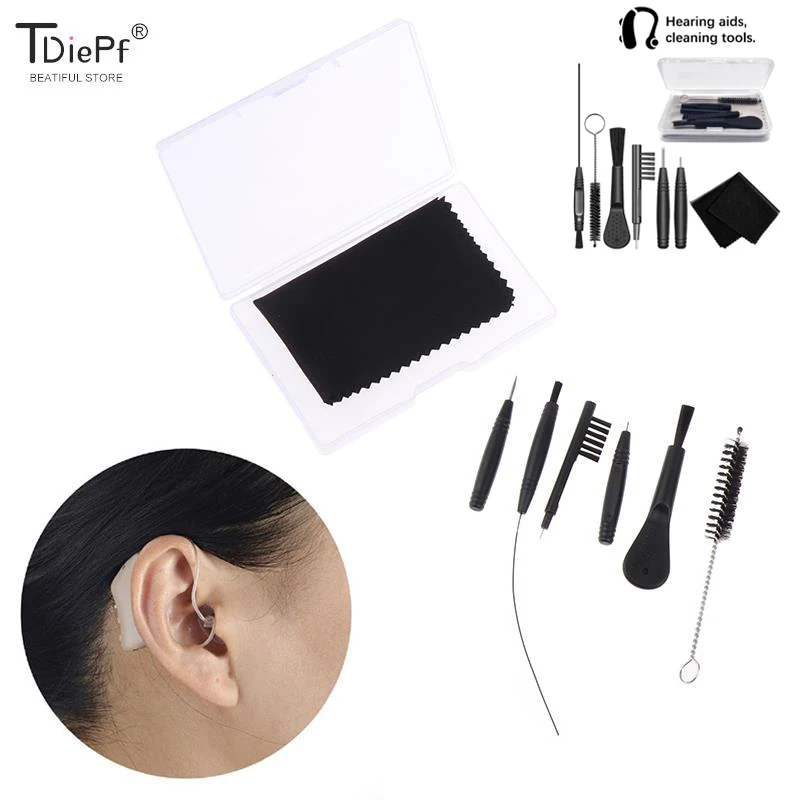 

1-8Pcs/set Hearing Aid Cleaner Kits Hearing Aid Cleaning Tool Cleaning Brushes Dry Wipe Anti-static Cloth Dust Transparent Box