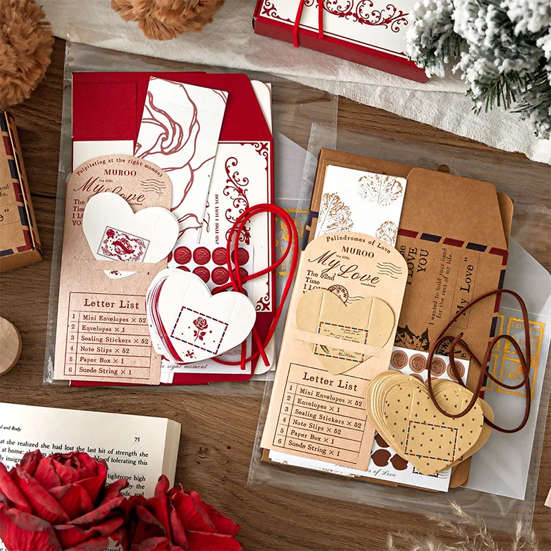 10sets/lot Memo Pads Material Paper The 52nd time I love you Junk Journal Scrapbooking Cards Retro Background Decoration Paper
