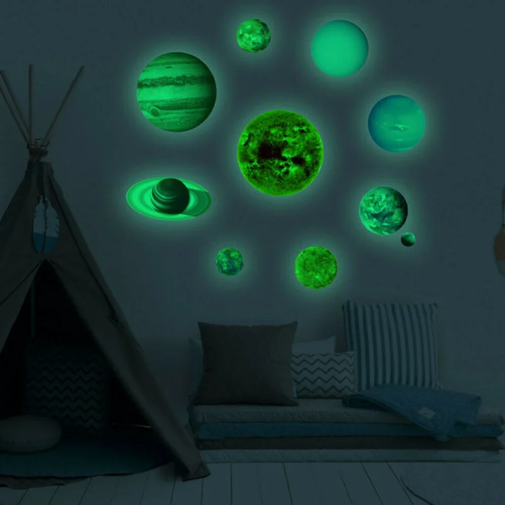 Decor Wall Stickers Kids Room DIY Decal Glow In The Dark Home Mouldproof PVC Solar System Accessories Practiacl