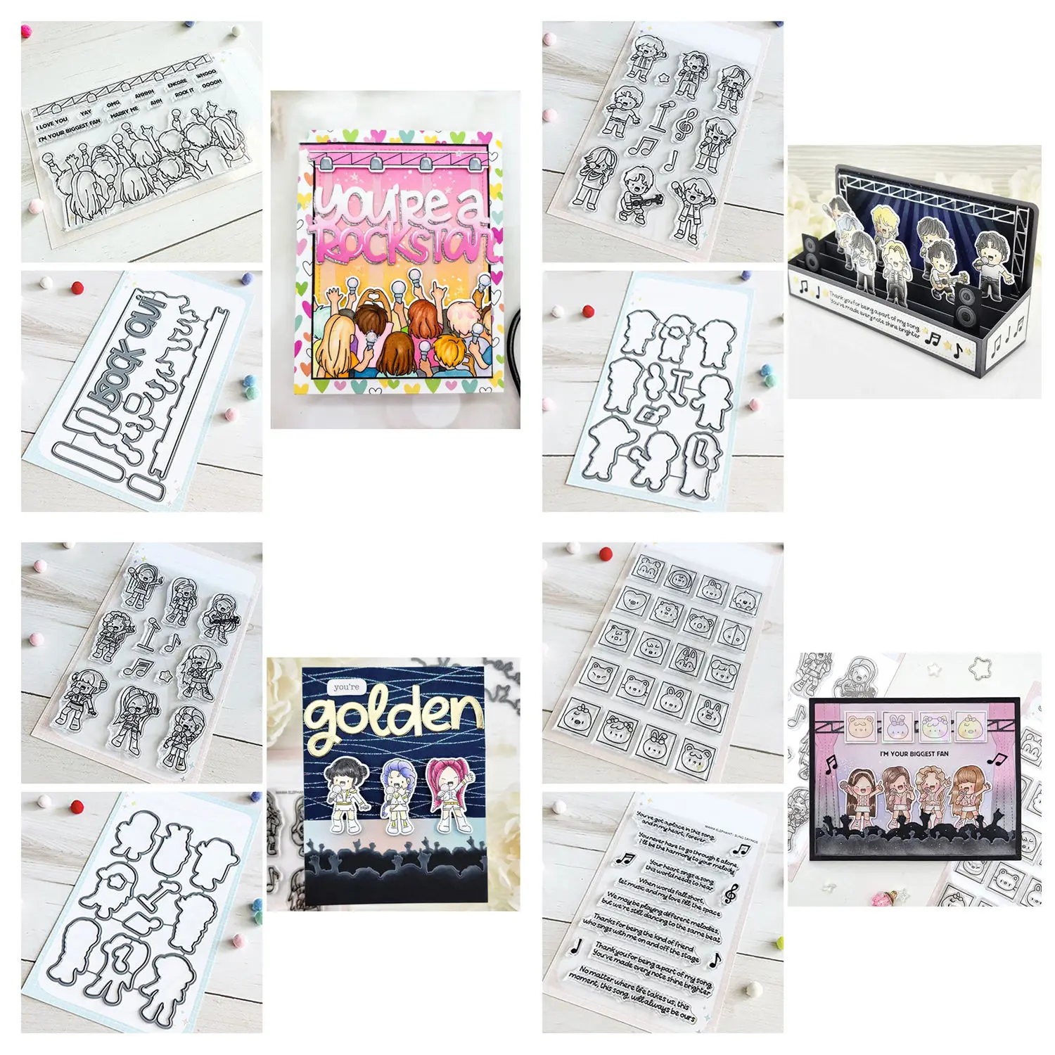 Boy Band Clear Stamps und Metall-Stanzformen, transparente Silikonstempel für DIY-Scrapbooking, Kartenherstellung und Bastelarbeiten, Stempel für Karten