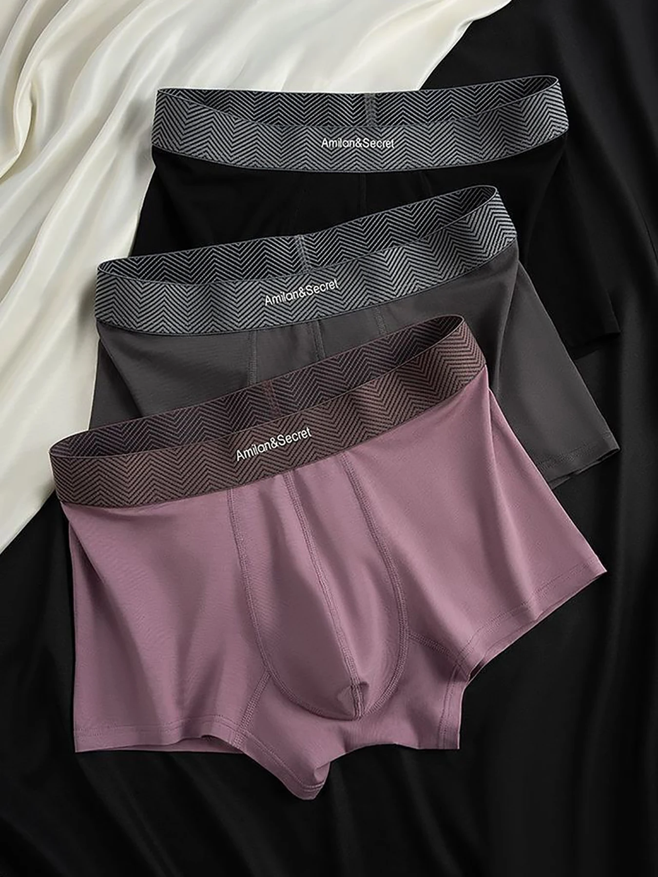 3PCS new men's underwear pure color simple comfortable four seasons universal breathable skin-friendly boxer shorts
