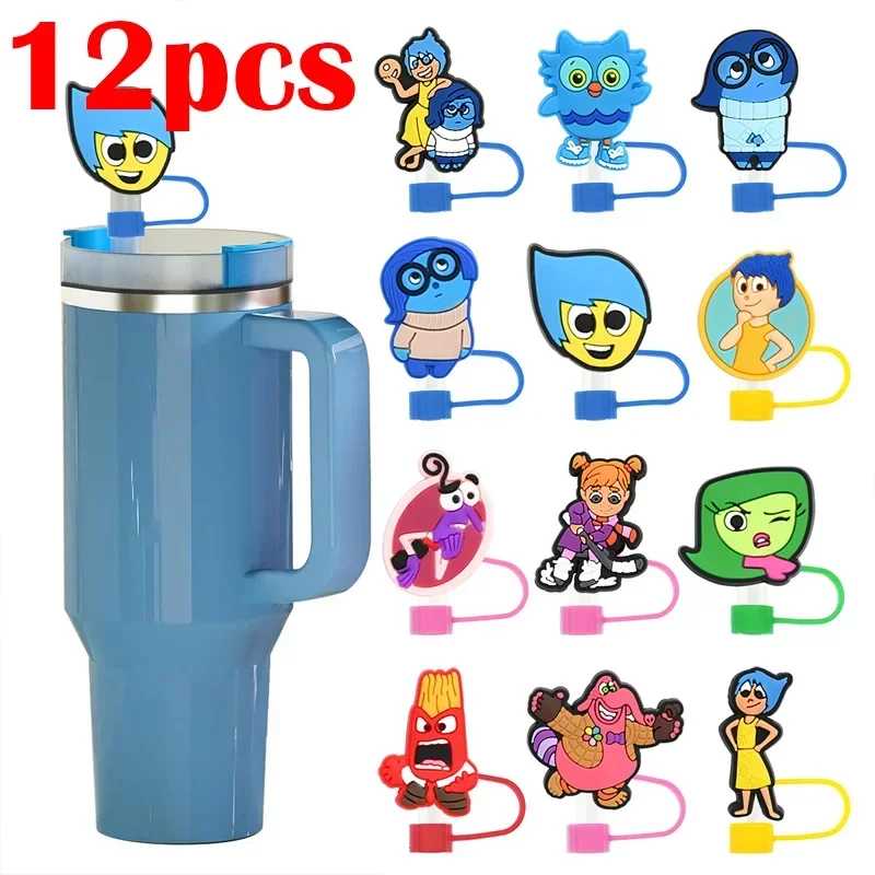 Disney Inside Out 2 Straw Cover Cap Cartoon Drink 10MM Straw Plug Reusable Dustproof Splash Proof Drinking Cup Straw Cap Gift