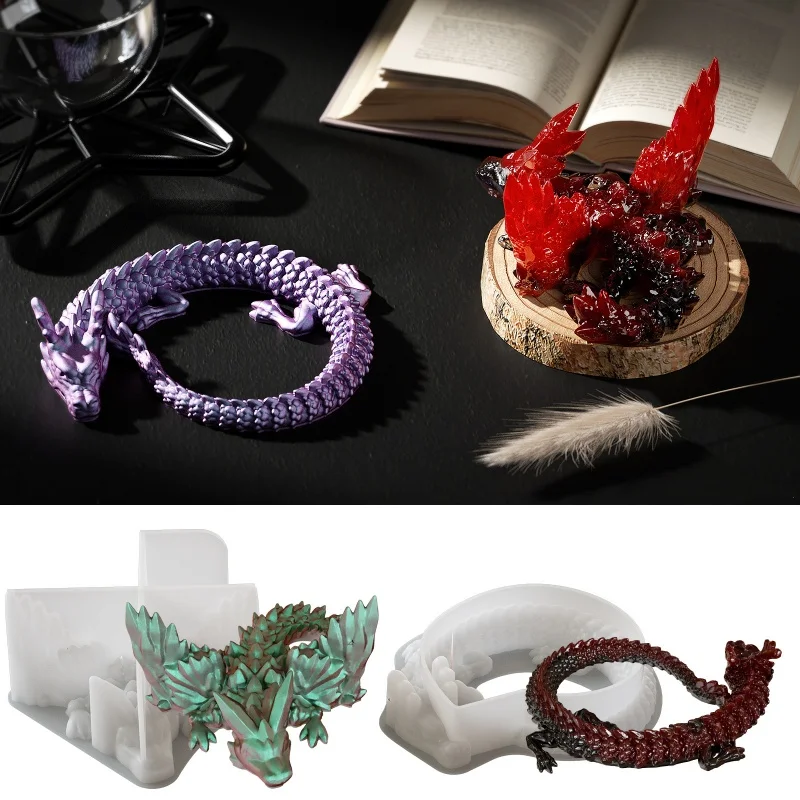 New Dragon Silicone Mold DIY 2 Styles Crystal Dragon Candle Aromatherapy Epoxy Resin Molds Creative Crafts Home Decoration Tools