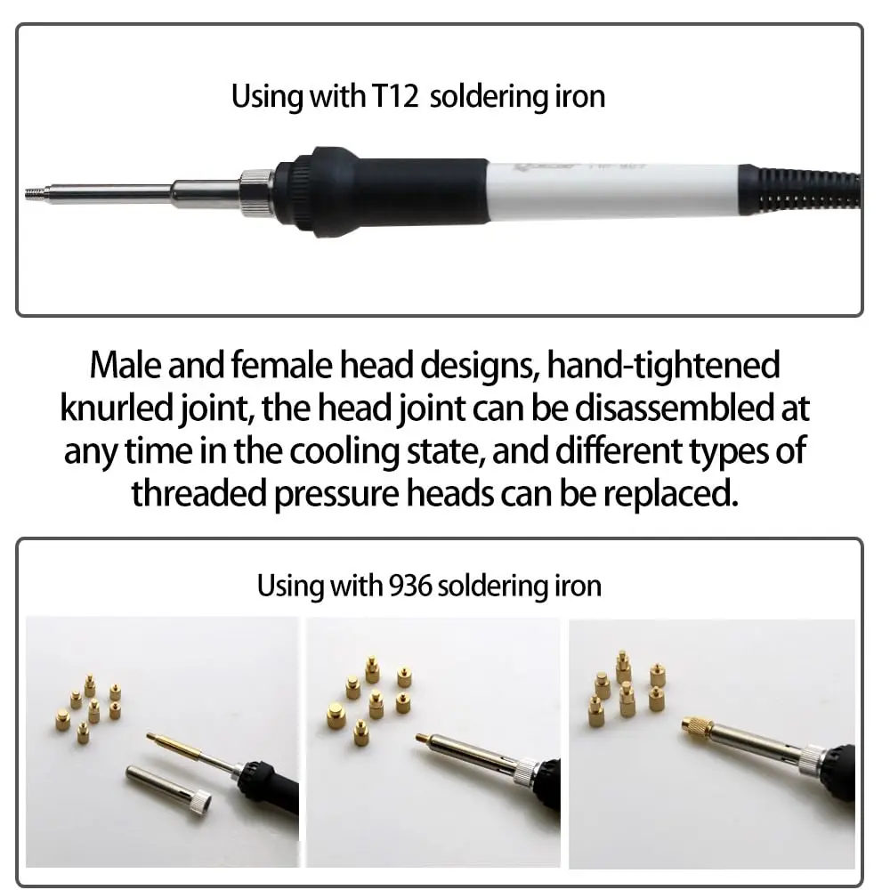 Wärmeeinpressmuttern-Einpressadapter-Spitzen für T12 T65 936 Lötkolben M2 M2.5 M3 M4 M5 M6 Muttern-Einpresswerkzeug – Detail 3