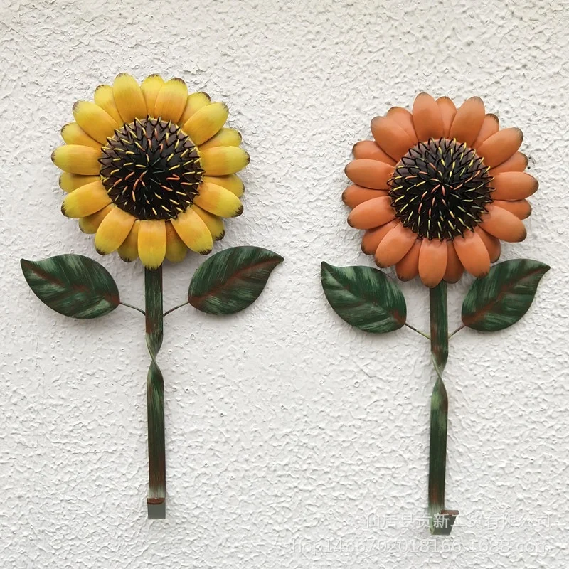 Iron Sunflower Door Hanging Craft Retro Wall Art Hanging Hook Garden Home Decor Kitchen Accessories