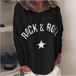 Women Sweatshirt Casual Spring Autumn Letter Printed Diamond Round Neck Long-Sleeved Hoodies Large Size 5XL Lugentolo