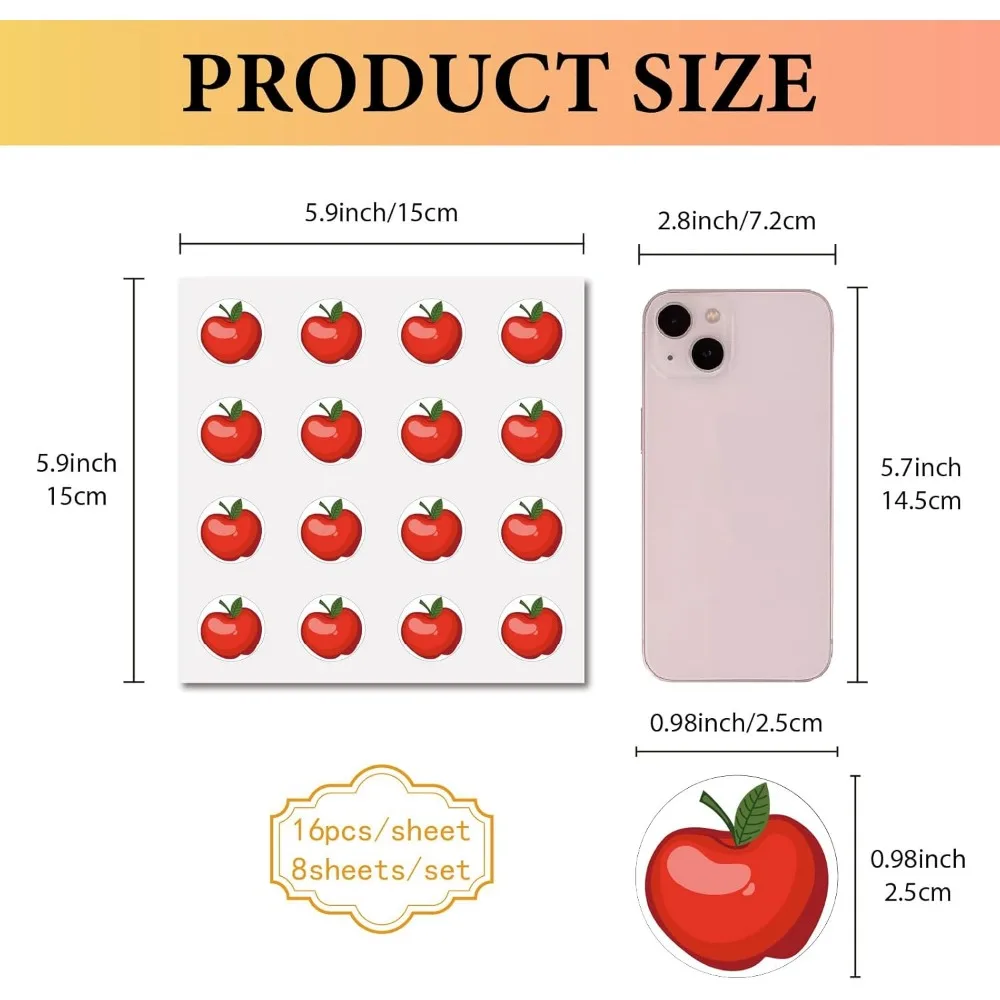 Red Apples Sticker Small Apple Shape Stickers Plastic Waterproof Adhesive Round Dot Cartoon Fruit Planner Stickers making kit