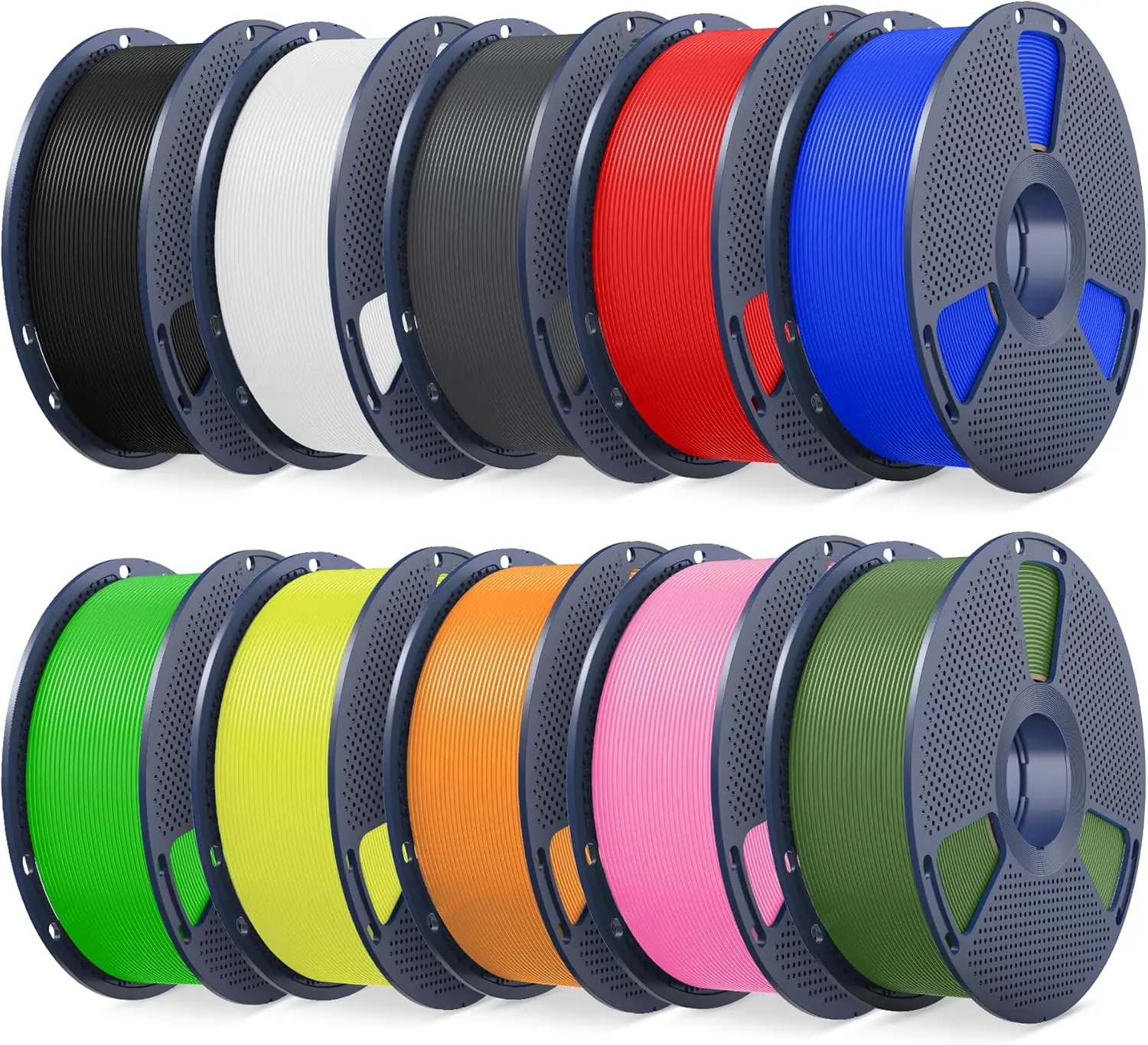 

10KG PLA+2.0 3D Printer Filament Bundle, 1.75mm, 10 Colors, High Speed, Neatly Wound, 1kg Spool