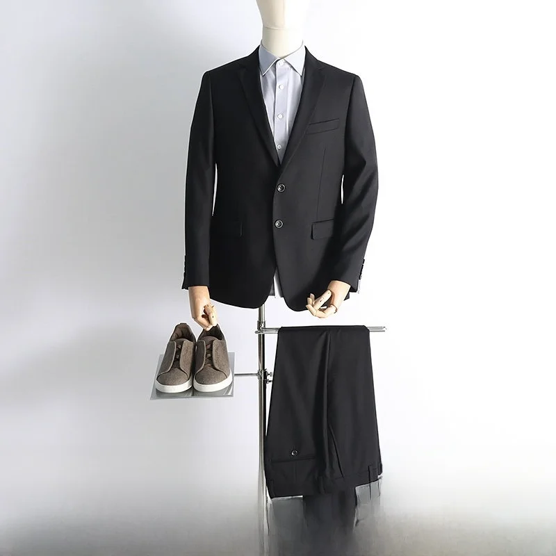 

Busin Casual Wool Blend Slim Fit Men's Suit Pants Set Stand Fit Faion Urban Sle Spring Autumn Season Two Button