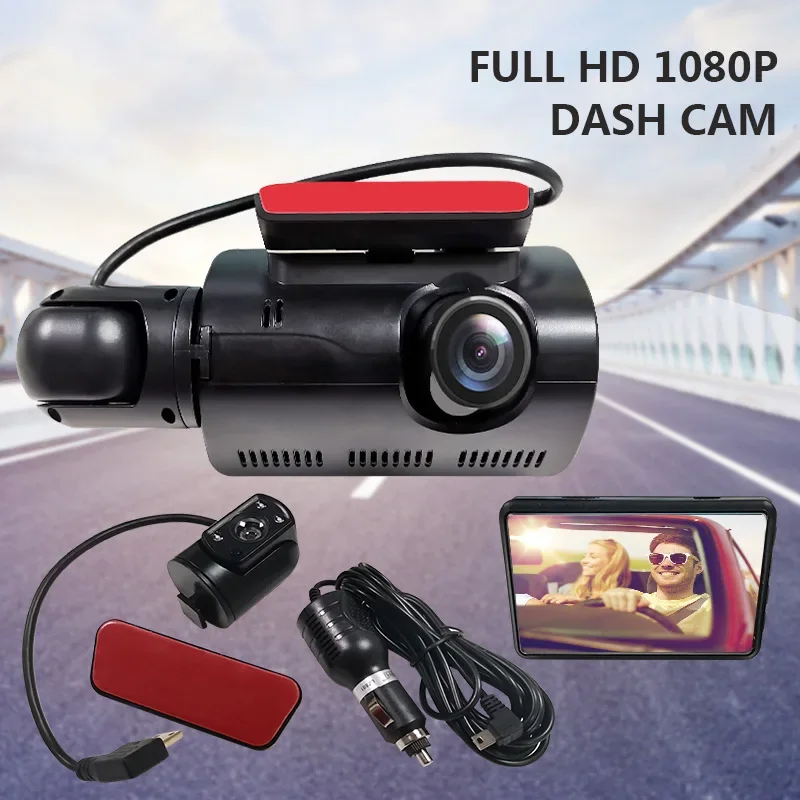 A68 Car Dash Cam With Wifi Mobile Phone Interface Dual Lens Rotating Lens 1080P Front And Rear Camera Motorcycle Equipment Acces