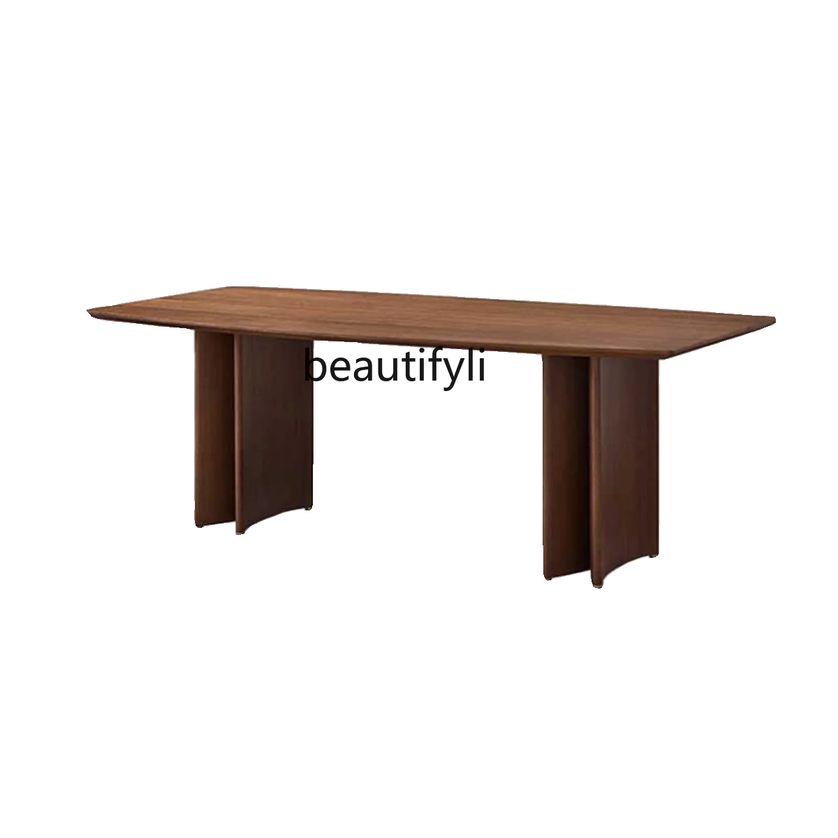 

Nordic Moon Semicircle Black Walnut Solid Wood Dining Table Mid-Ancient Rectangular Dining Table and Chair Set