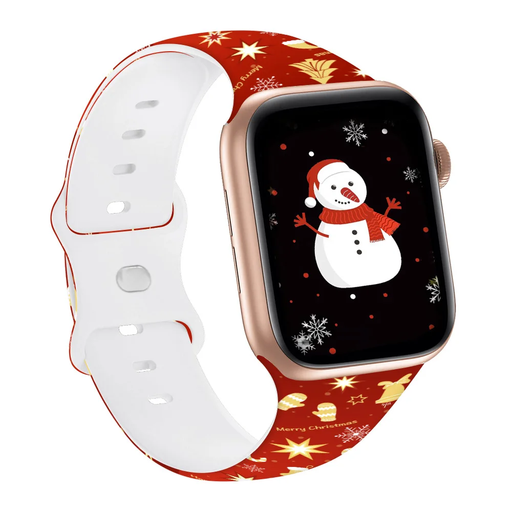 strap for Apple watch 49mm 44mm 46mm 45mm Christmas printed silicone watchband bracelet iWatch Ultra2 series 10 42mm 46mm