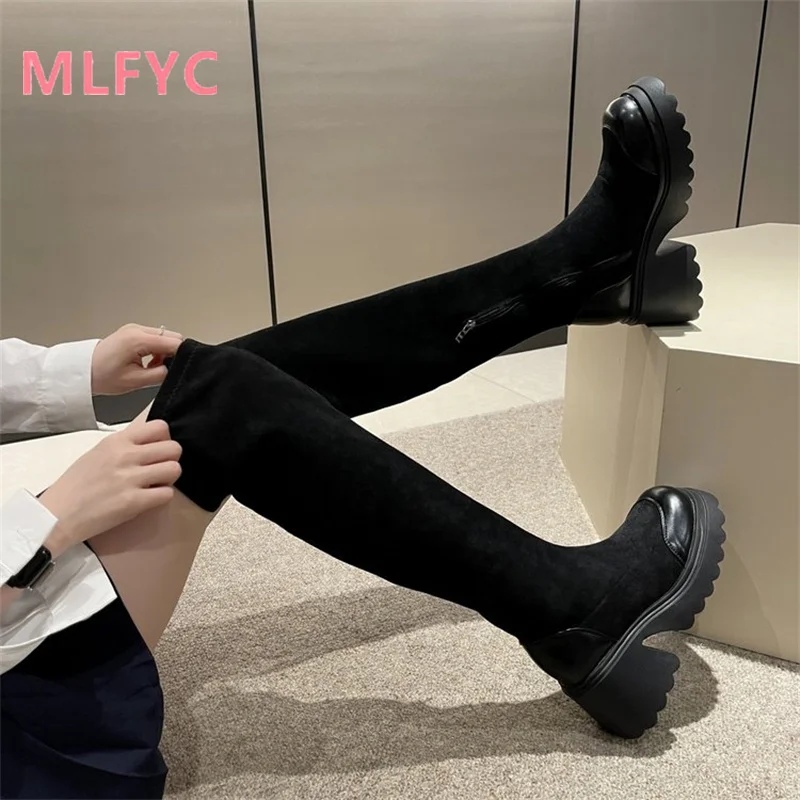 

Short/Long Thick Sole Black Winter New Simple and Tall Suede Fashion Boots for ladies shoes boots women