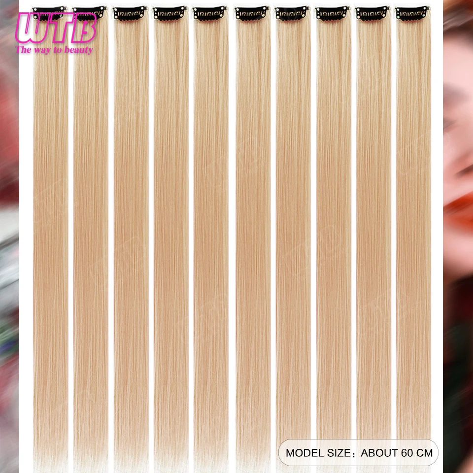 10 PCS Colored Synthetic Hair Extension Wigs for Women BB Clip Style Straight Hair Extension Wigs Suitable for Holiday Events image 3