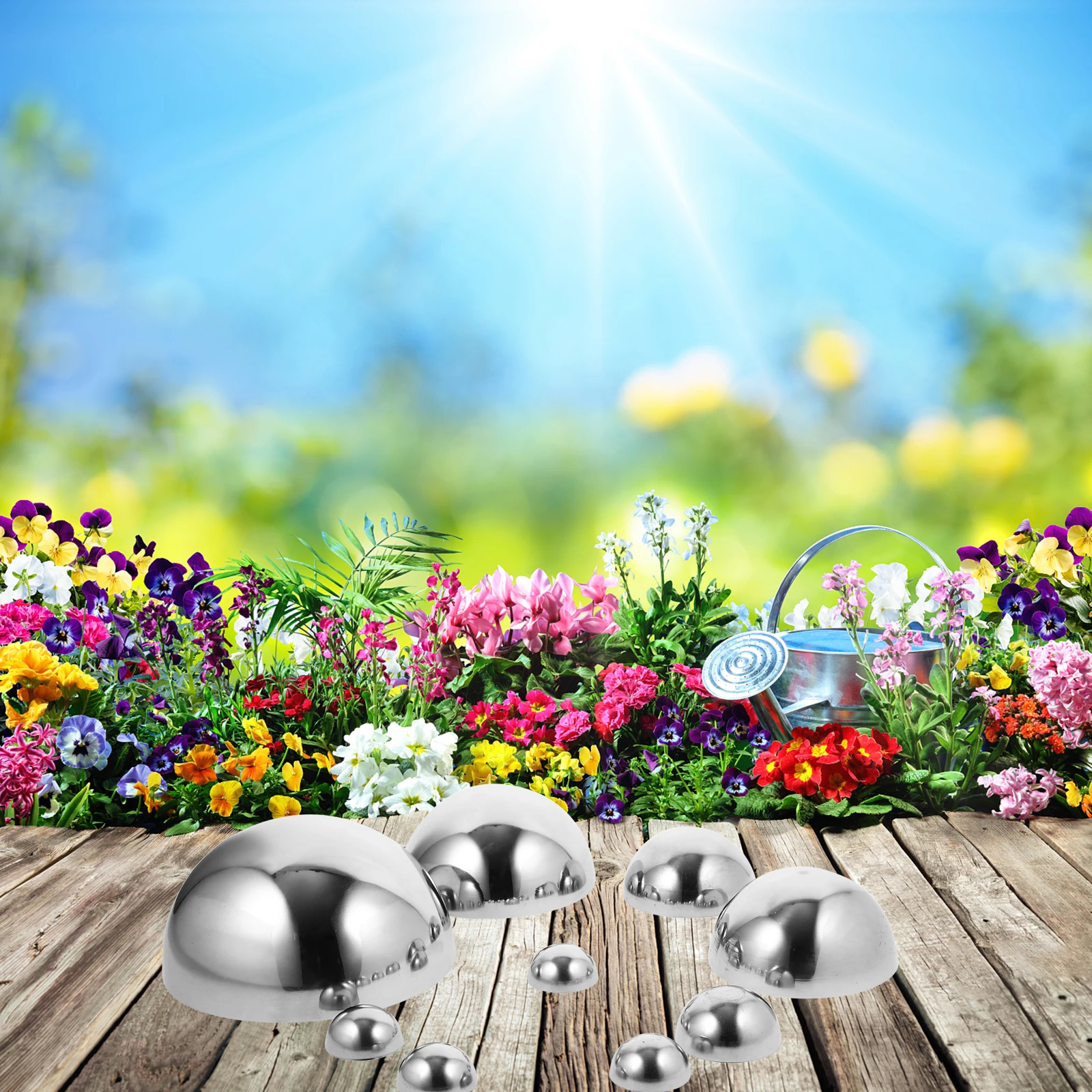 

10pcs Stainless Steel Decorative Gazing Globes Large Shiny Reflective Half Globe Outdoor Garden Indoor Weather Resistant Mirror