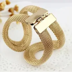 fashion popular Gift Jewelry Elegent Twisted Golden Alloy Wide Spring large Cuff Bracelet Bangles Costume royal crown