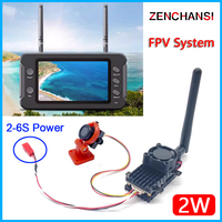 5.8G FPV Monitor 800*480 with DVR 40CH and Long Range 5.8G 2W FPV Wireless VTX Transmitter+1.4mm CMOS 700TVL Camera for RC Part