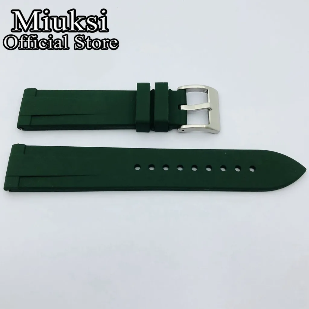 Miuksi 20mm black blue green gray rubber strap with stainless steel pin buckle