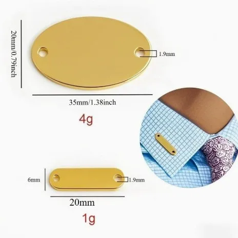 Stainless Steel Rectangular Oval Double Holes Sewing Handmade Laser Tag Clothing Sew Metal Labels For keychain Bag Clothes Decor