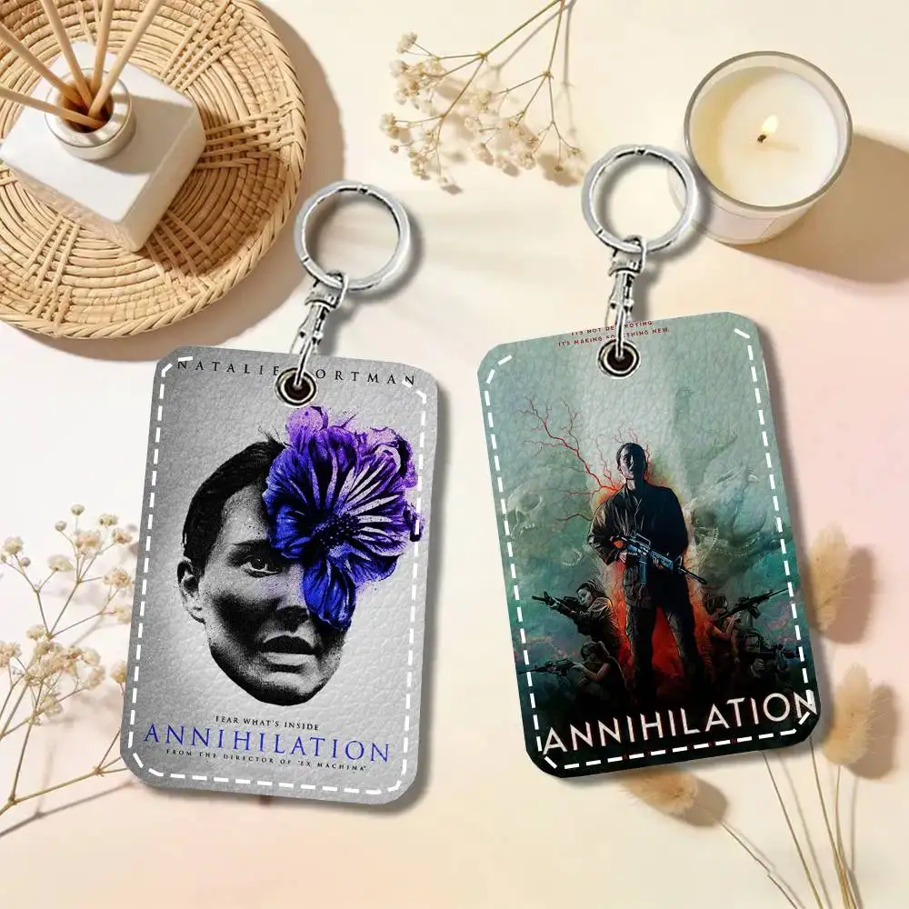 Science Fiction A-Anniversary 2018 Movie Card Case Keychain Access Card Bag Key Tag Ring Leather Card Holder Key Ring Access