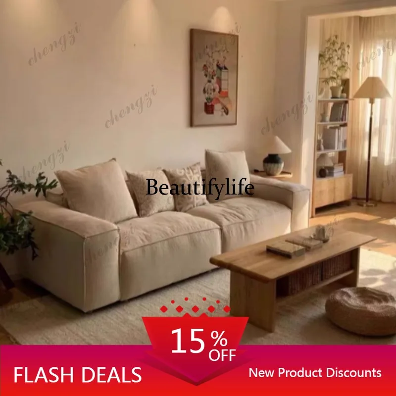 A139  Apartment Minimalist Living Room Sofas Soft Economic Comfortable Comfortable Sofa Cream Armrest Classic Furniture Accessor