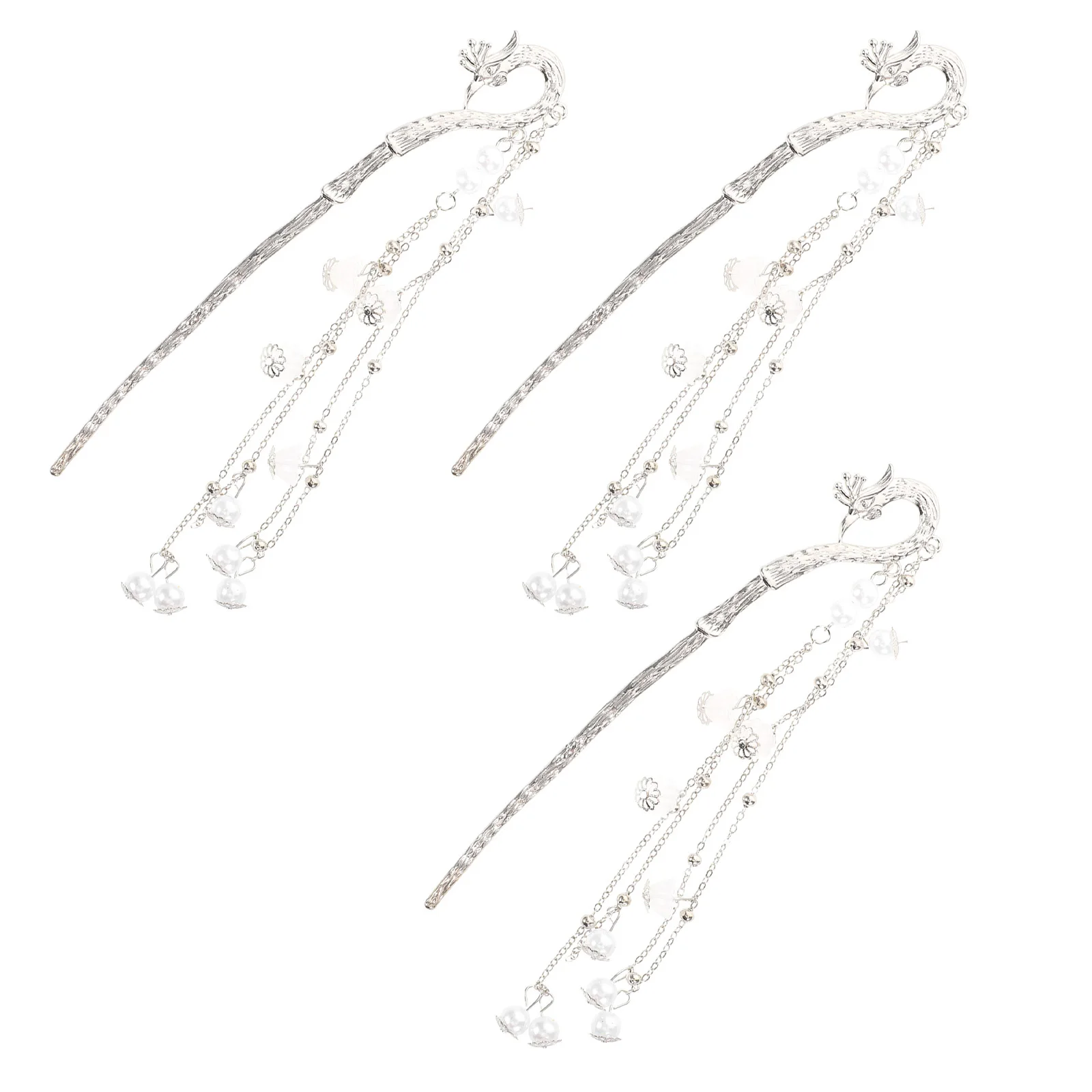 กิ๊บติดผมแบบจีนใหม่ 3 ชิ้น: กิ๊บหางนกฟีนิกซ์แบบมีพู่ห้อย สำหรับผมทรงฮันฟู ทรงผมบันแบบวินเทจ กิ๊บหนีบผมแบบย้อนยุค ทำจากโลหะผสม พร้อมพู่ห้อย