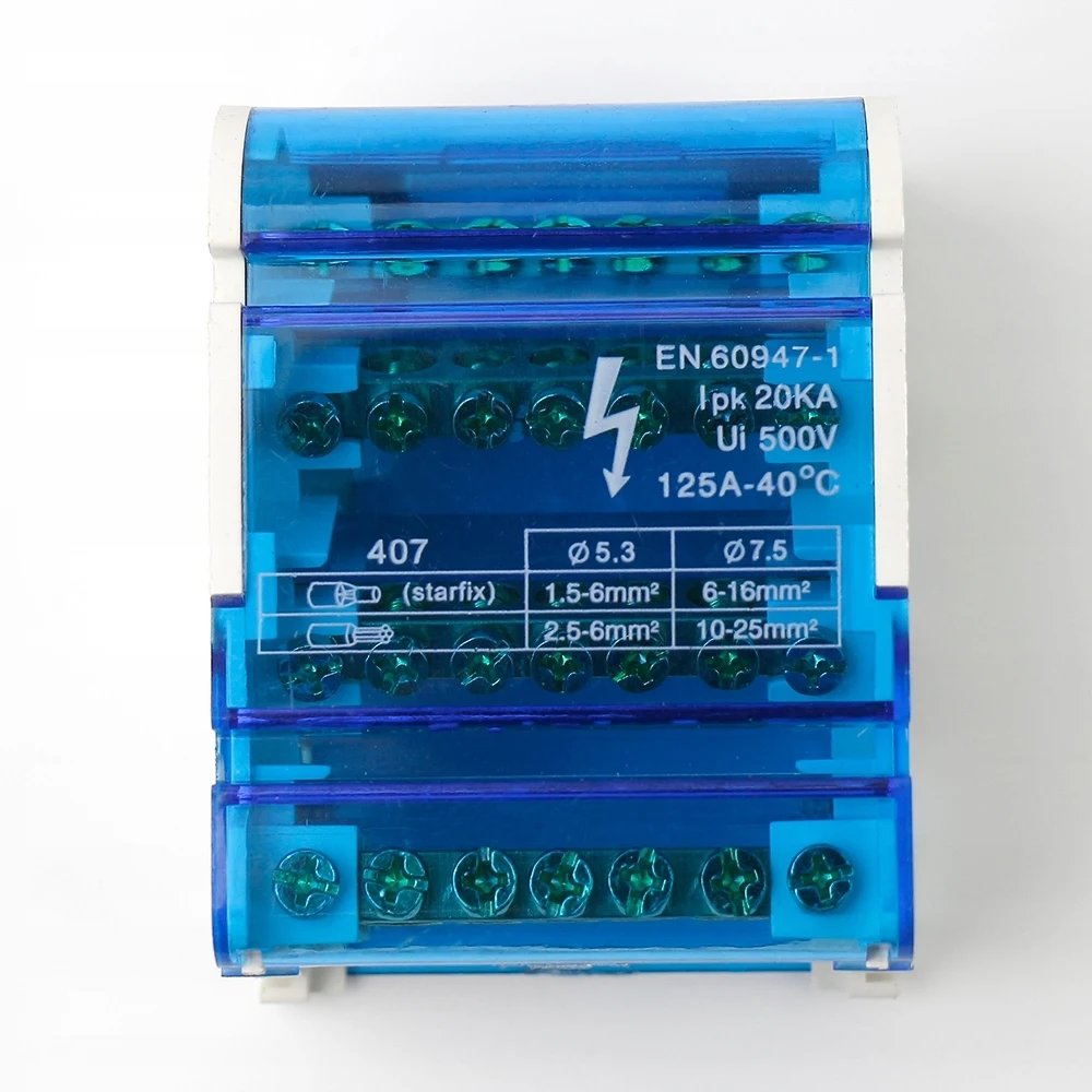 125A 4×7 Distribution Box One In Several Out Power Wire Electrical Connector Junction Din Rail Terminal Block