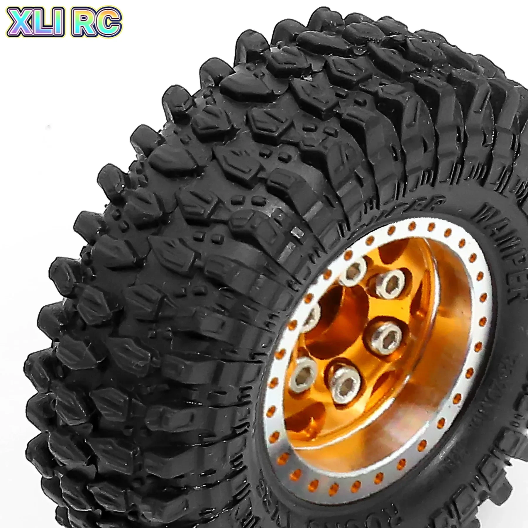 RED SPIDER 1.0 wheels Metal Beadlock Wheel Rims Rubber Tires Set for 1/18 1/24 RC Crawler Car Axial SCX24 FMS FCX24 Parts 6