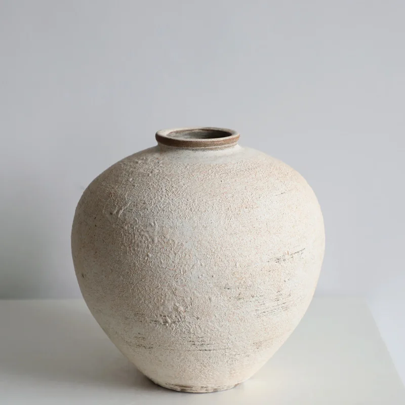 Imagem -03 - Vaso Cerâmico Artesanal Estilo Wabi-sabi Arranjo de Flores Pote Áspero Vintage Móveis Macios Jingdezhen