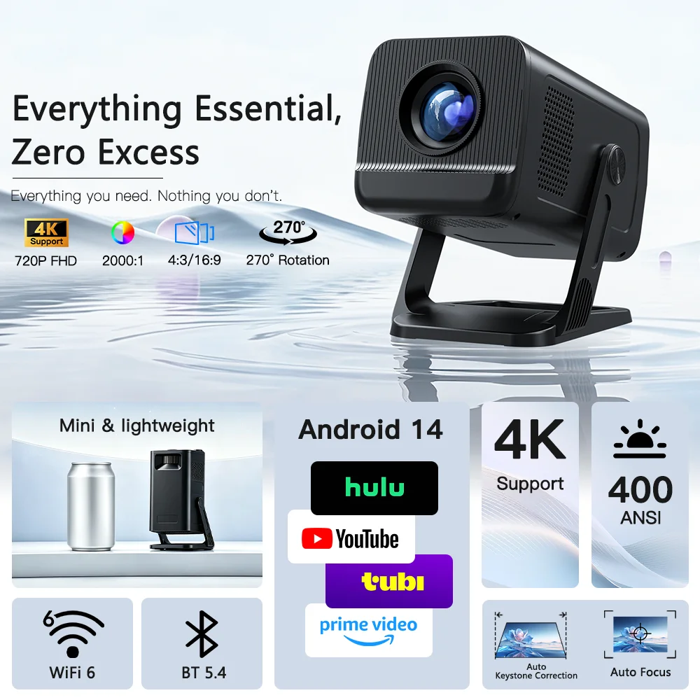 Home Cinema Entertainment - โปรเจคเตอร์ฉายภาพระยะสั้นอเนกประสงค์ X1AR, รองรับ 4K พร้อมกล่องทีวีอัจฉริยะ Android