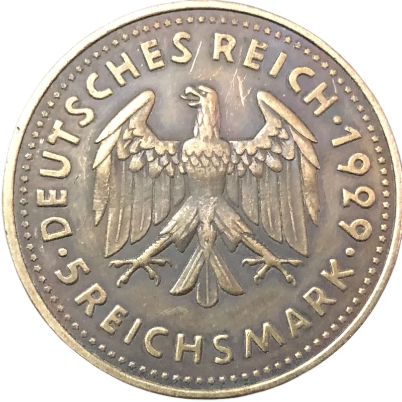 1929 Germany 5 Reichsmark Zeppelin; Pattern strike