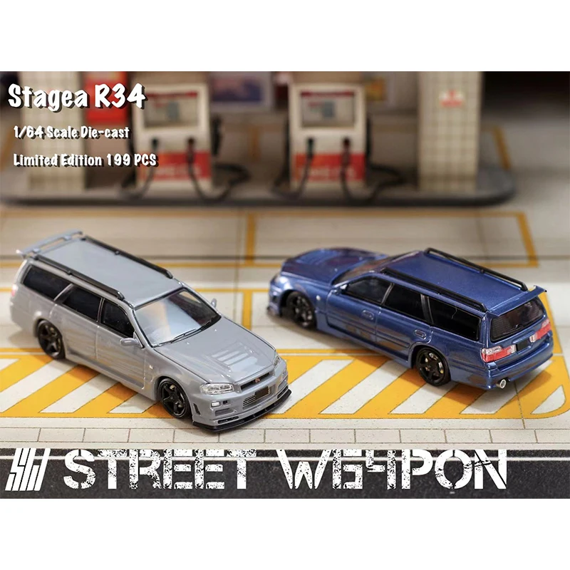 ダイキャスト-ミニチュアカーコレクション,ミニチュア玩具,ストリート,武器,SKW,在庫あり,1:64,stagea gtr,r34