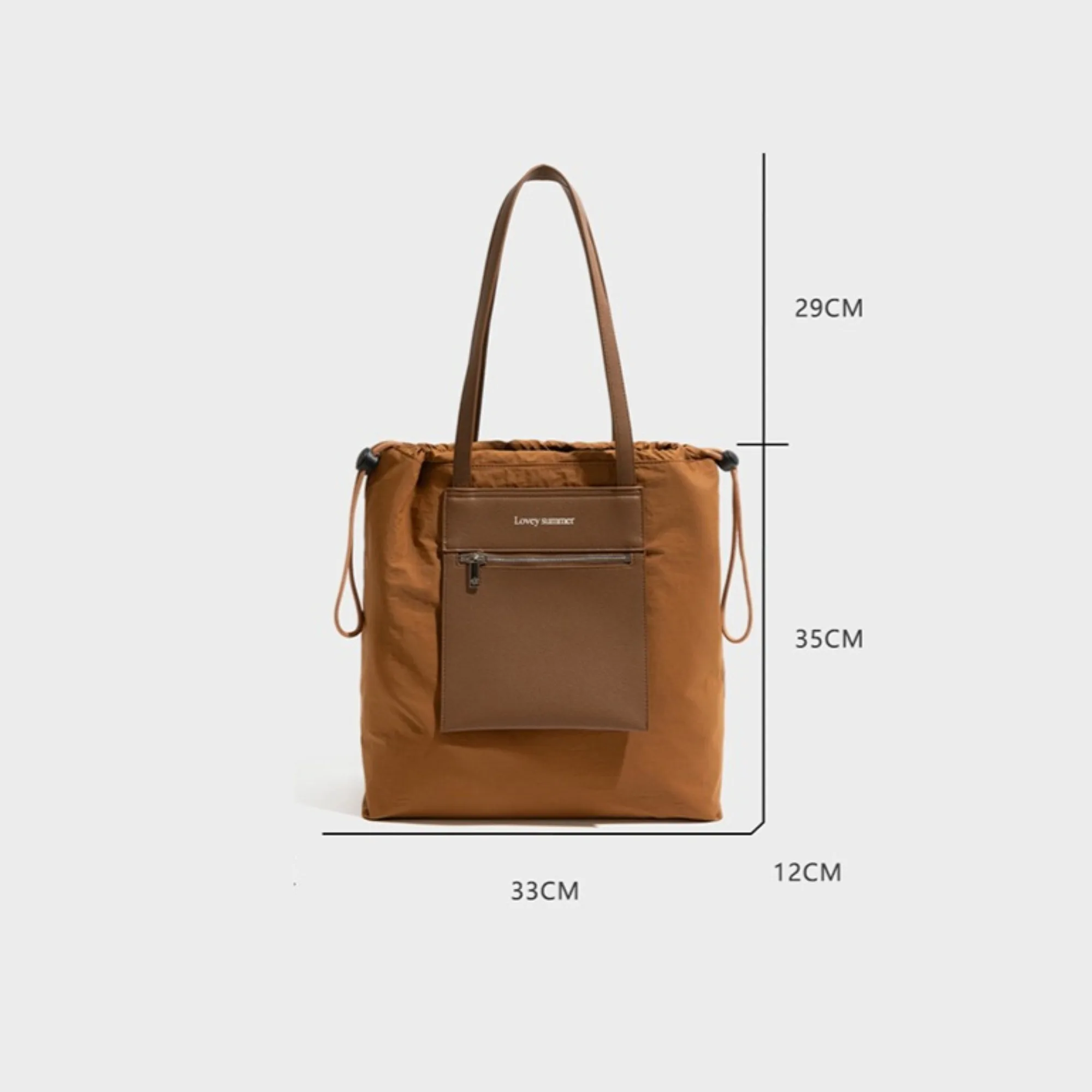 CKKUI 2026 New Fashion Nylon Shoulder Bags Korean Edition Waterproof Paired with Leather Tote Bag Large Capacity Casual Handbag