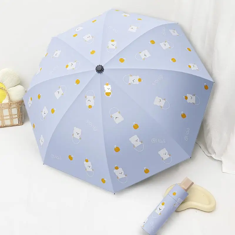

Manual Sunshade Umbrella Three Fold Sun Umbrella Printed Advertising Umbrella Rainy Day Protection UV Protection Hand Operated