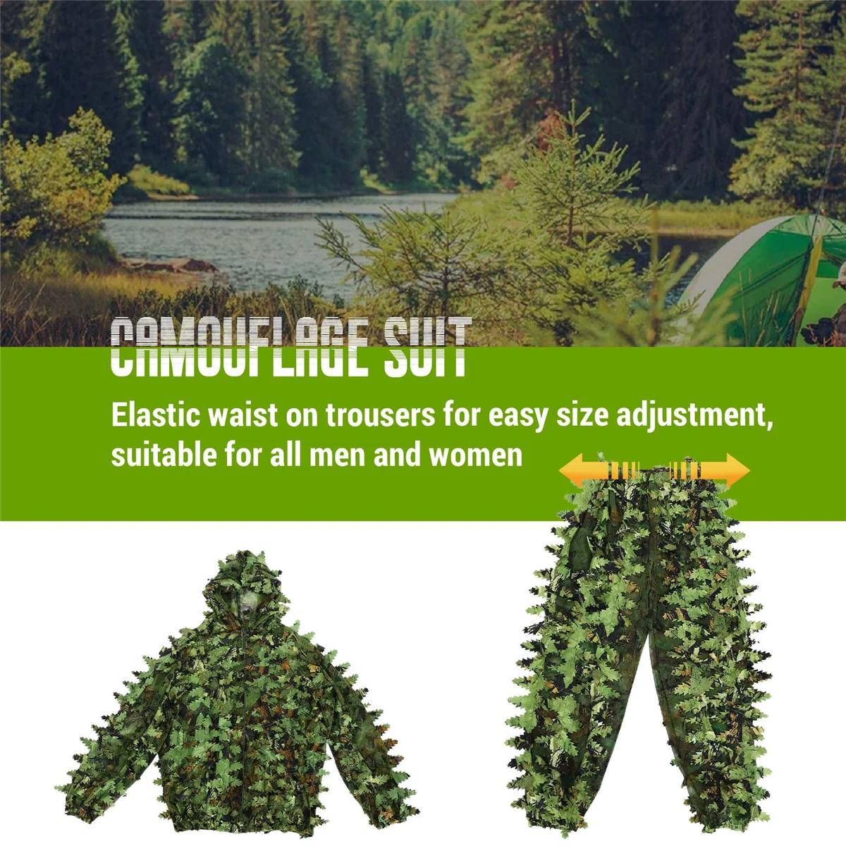 Quente pegajoso flor folhas camuflagem terno caça terno camuflagem universal camo conjunto (b)