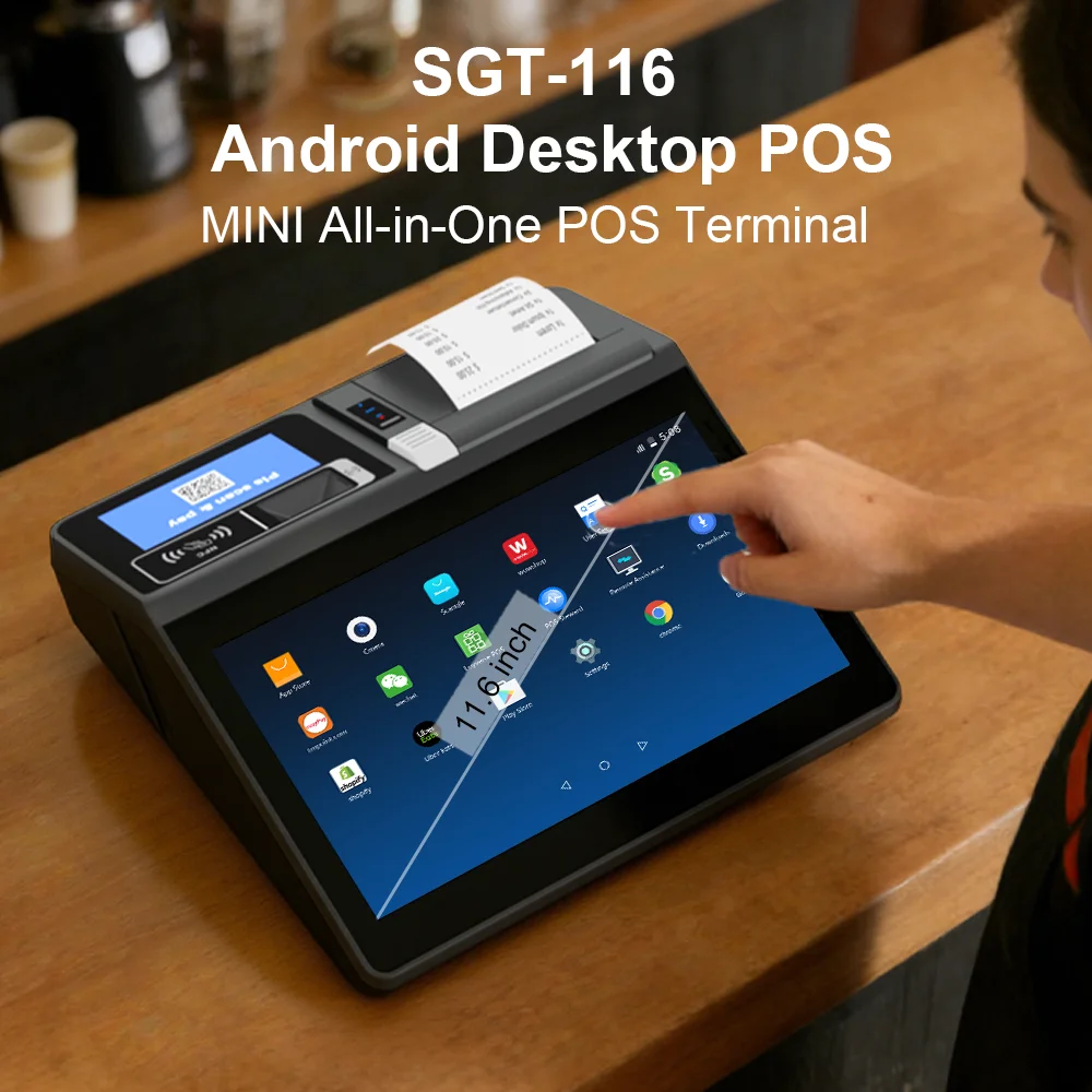 11.6 Inch Touch Screen Android POS Terminal, Built-in 80mm Printer&1D/2D Scanner Cash Register System for Supermarket Restaurant