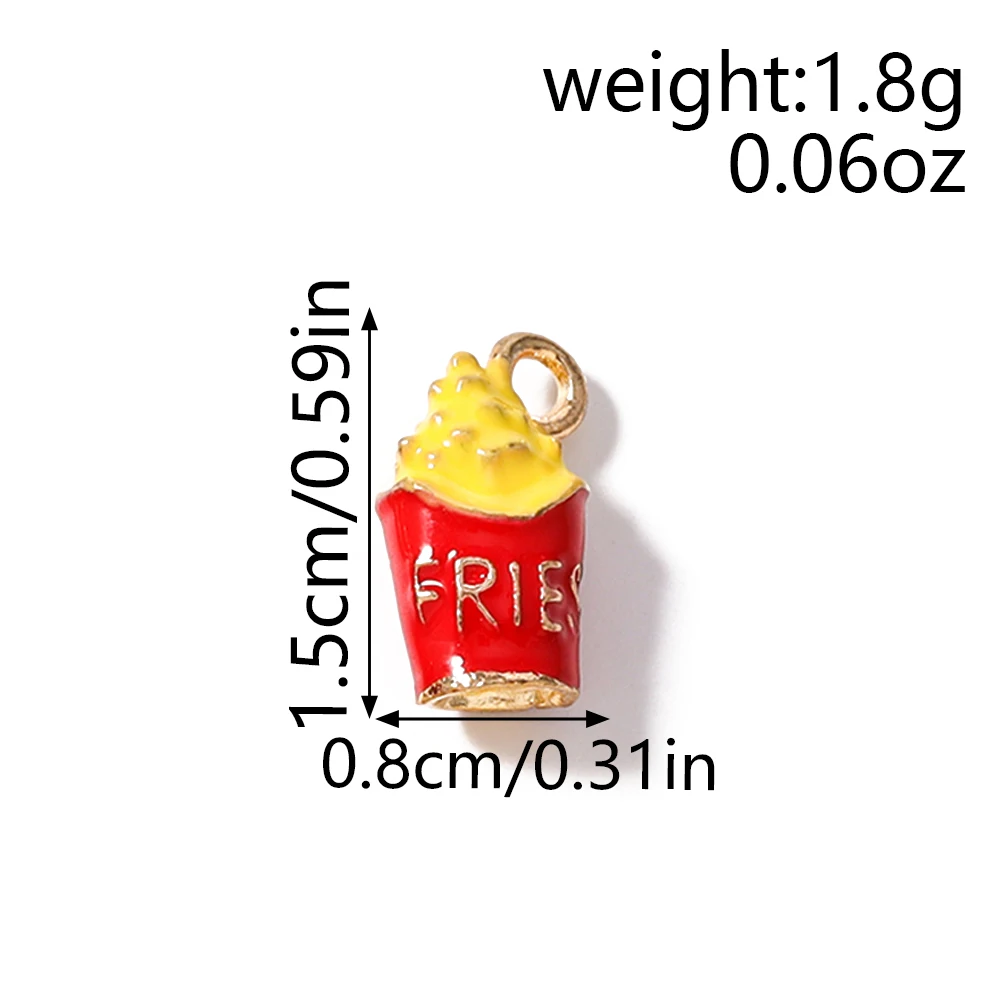 Leslie 5pcs 8*15mm Cute Food French Fries Charms Pendants for Earrings Necklace Summer Beach DIY Jewelry Making Accessories