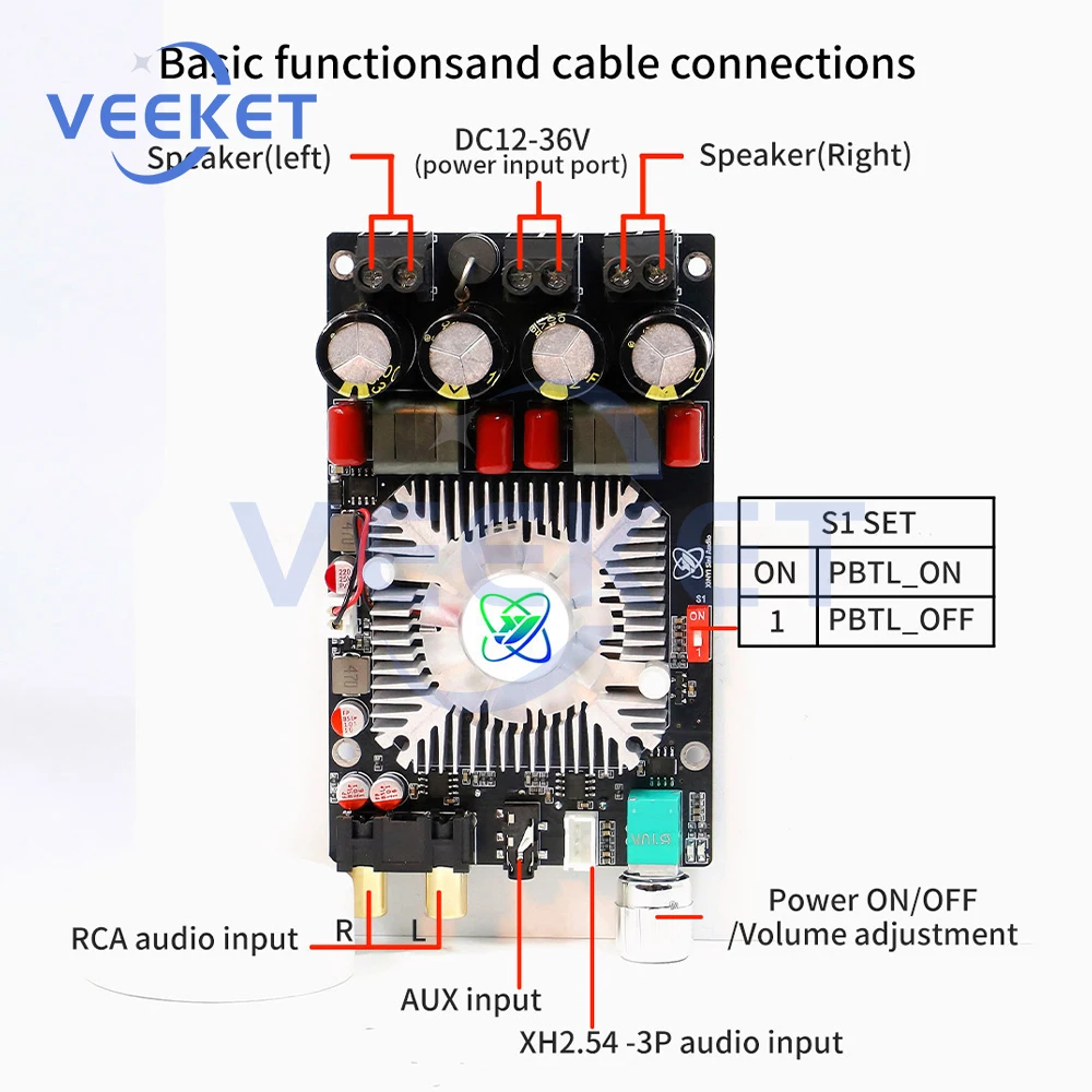 TPA3251D2 Class D Amplifier Pure Rear Stage Amplifier Board HiFi Stereo Audio Power Amplifier Module 2-Channel 220W*2/Mono 350W