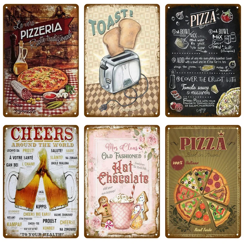 Placa artística de pared de Pizza, placa de zona, gran comida, letrero de Metal Vintage, decoración del hogar para Pub, Bar, el mejor cartel casero, letrero de estaño, decoración para Club